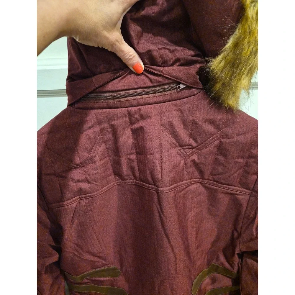 Legendary Whitetails Womens Anchorage Parka Maroon Herringbone Faux Fur Hood MD - Picture 6 of 10